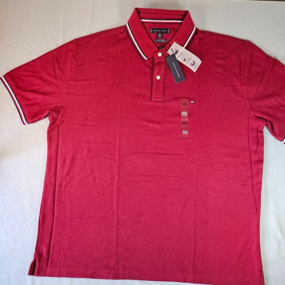 Tommy Hilfiger regular fit wicking polo shirt men XXL Red